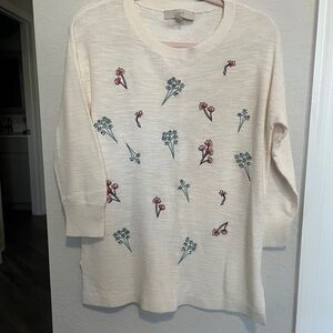 LOFT Cream Knit Sweater